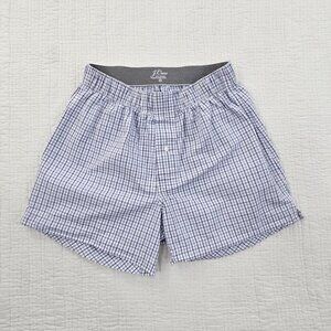 J. Crew Boxers Men's XS X-Small Blue Windowpane 100% Cotton NWOT Well Made